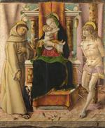 欧洲12-19世纪油画四_CRIVELLI, Carlo - The Virgin and Child with Saints Francis and Sebastian